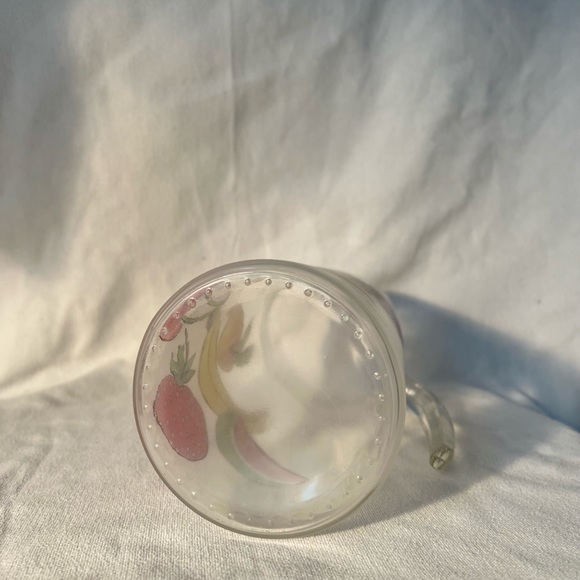 Vintage frosted Glass Pitcher Fruit Themed,  made in France - Picture 8 of 9